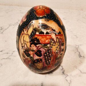 Vintage Hand Painted Porcelain Satsuma Egg